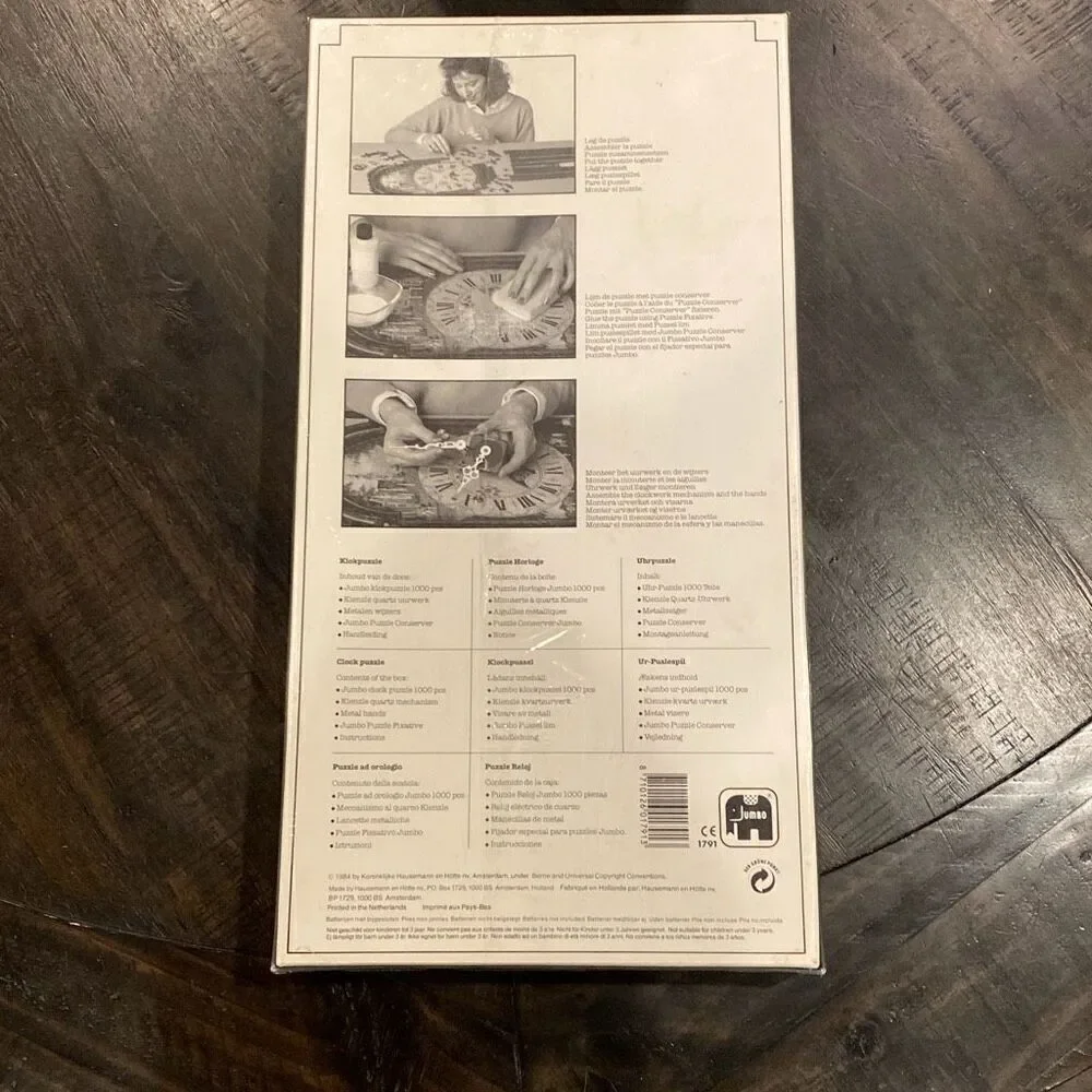 VTG 1984 Jumbo Dutch 1000 Piece Puzzle 54” Clock SEALED NEW